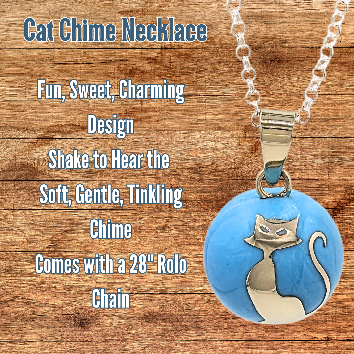 Blue Cat Chime Necklace