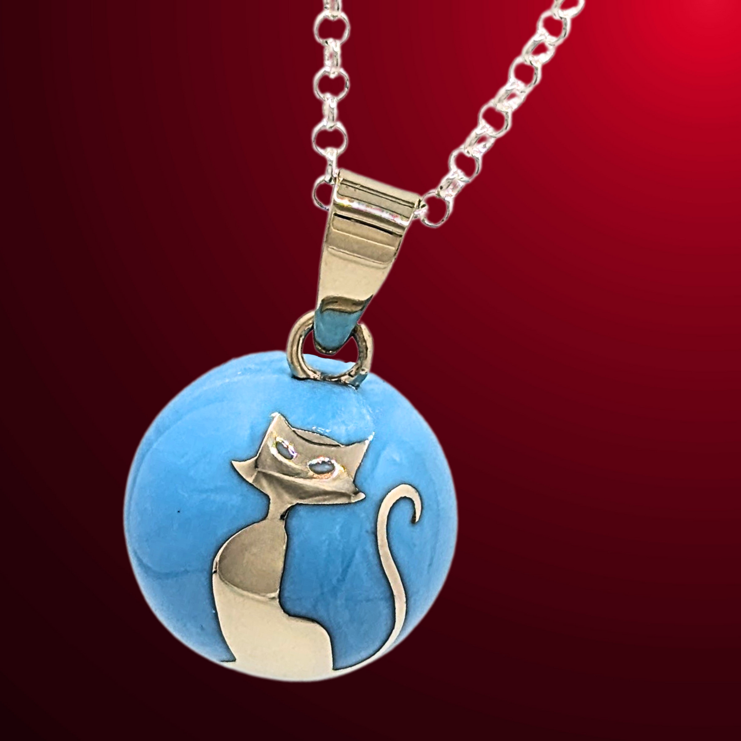 Blue Cat Chime Necklace