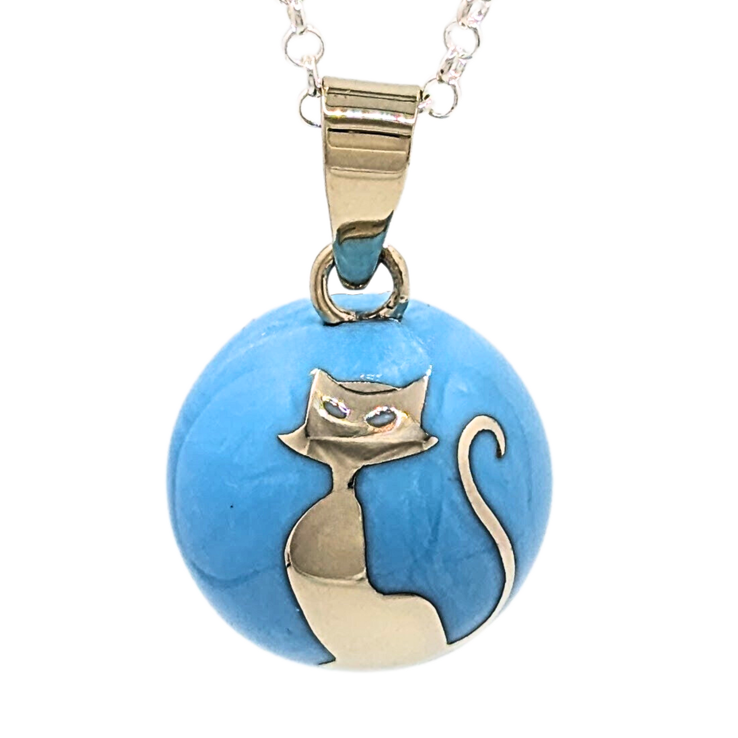 Blue Cat Chime Necklace
