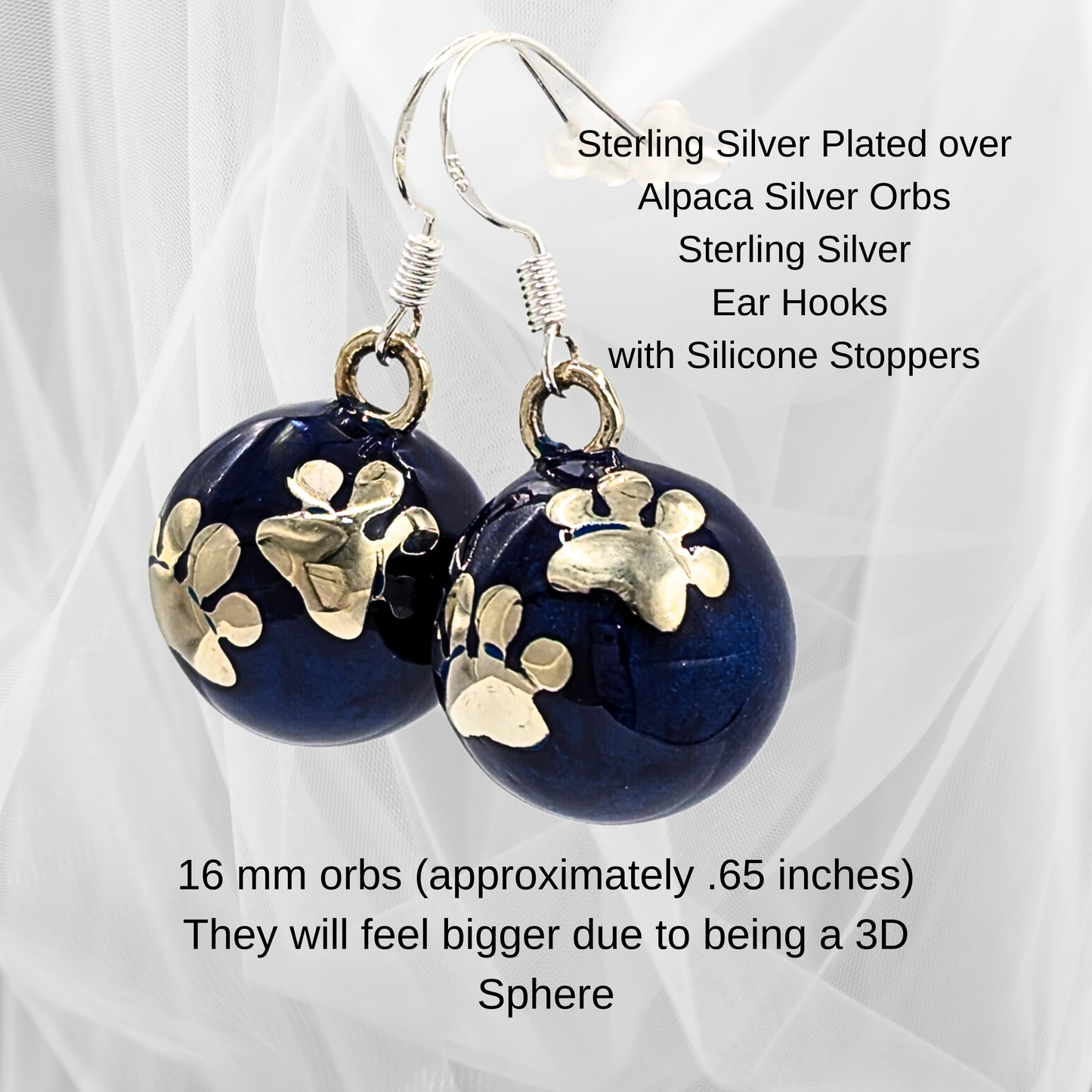 Paws Chime Earrings in Navy