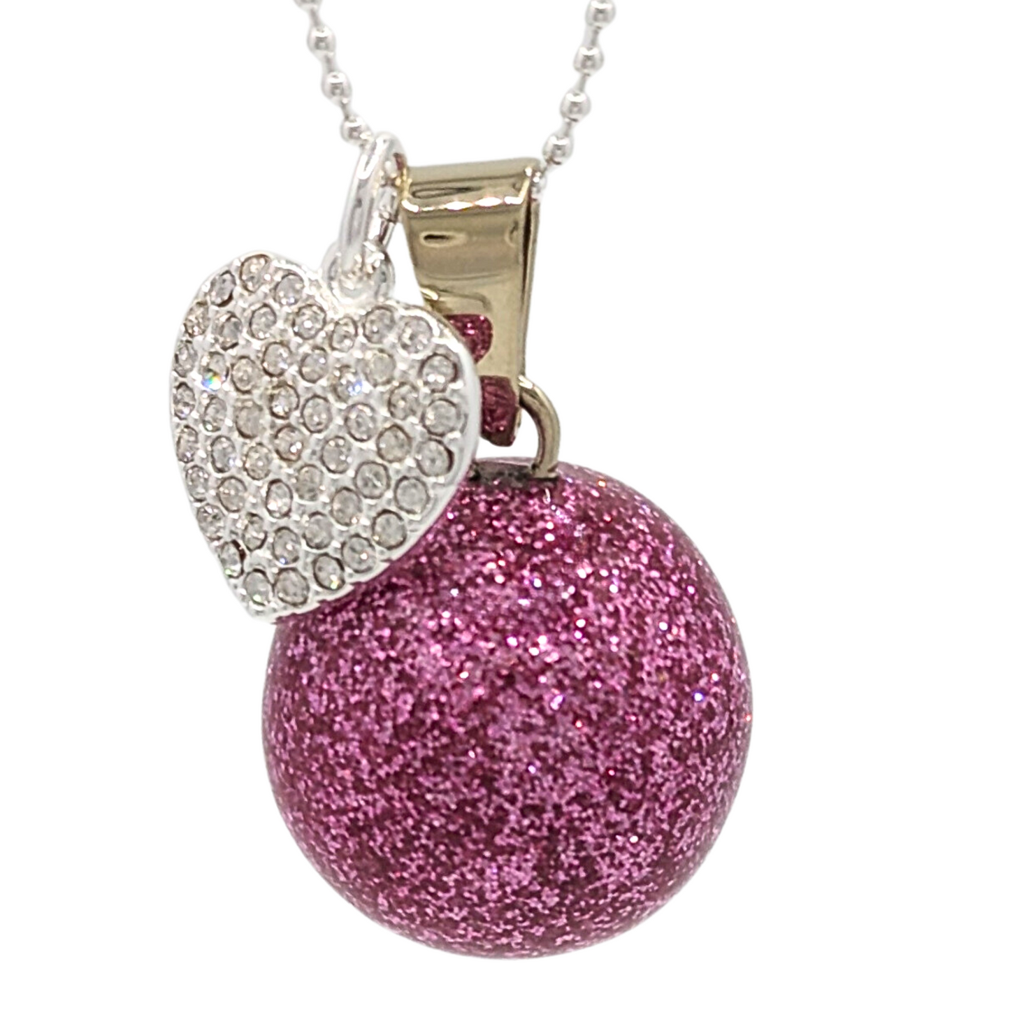 Pave Heart Pink Chime Necklace