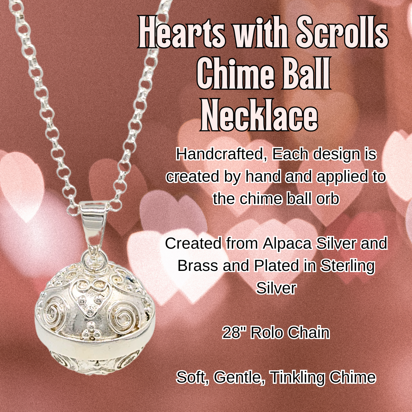 Heart with Scrolls Chime Necklace