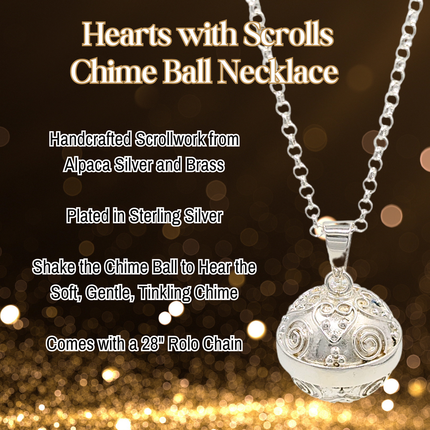 Heart with Scrolls Chime Necklace