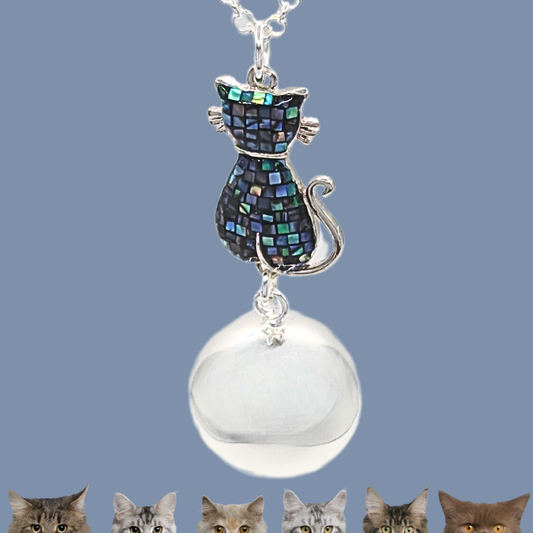 NEW- Mosaic Cat Harmony Ball Necklace