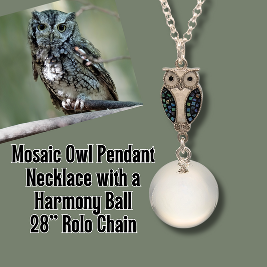 NEW- Mosaic Owl Harmony Ball Necklace