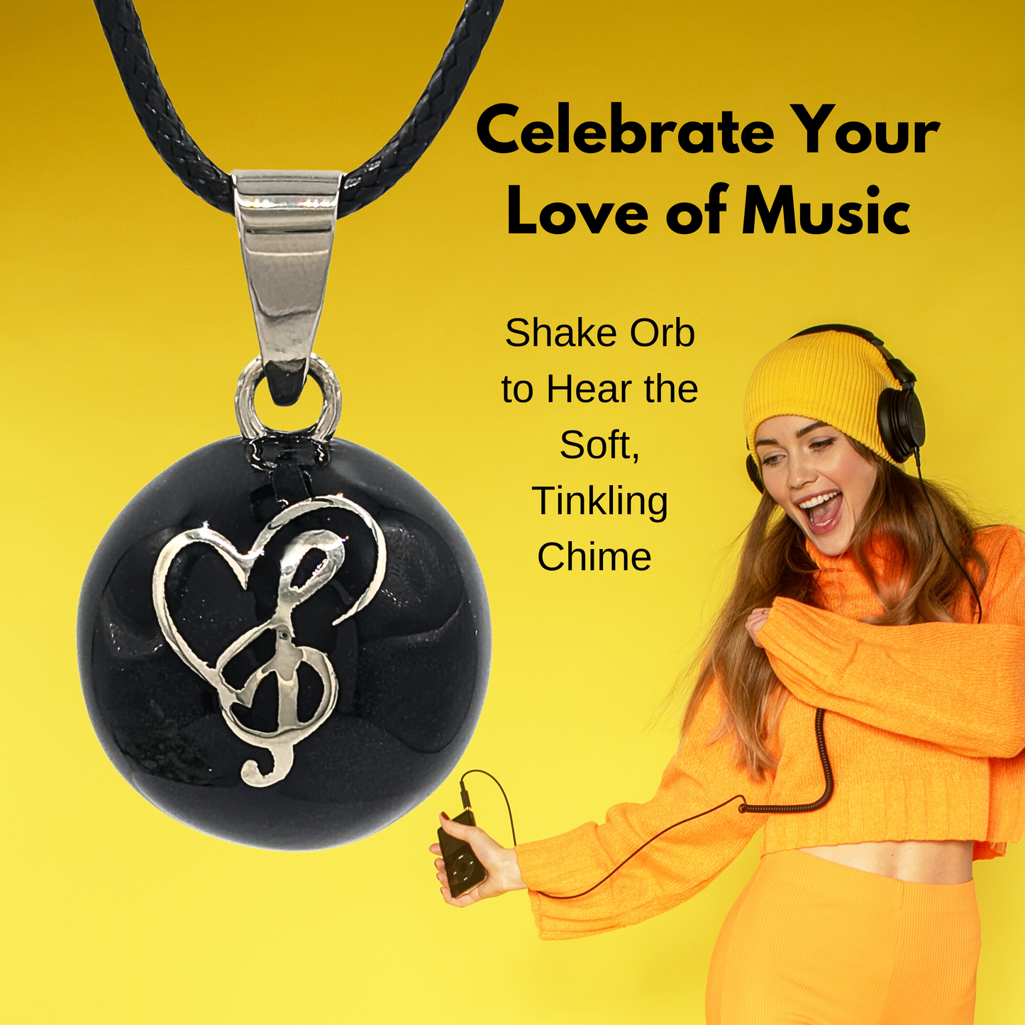 Black Music Lover Chime Necklace - FINAL SALE