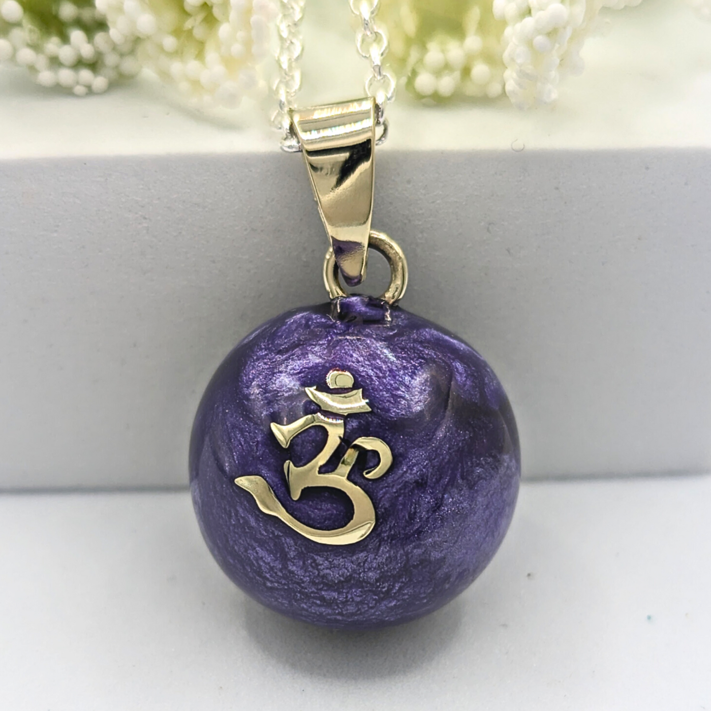 Purple Om Chime Necklace