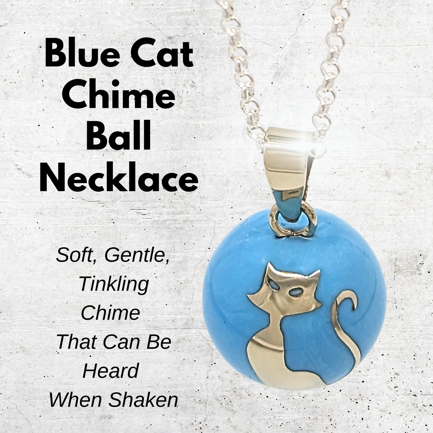 Blue Cat Chime Necklace