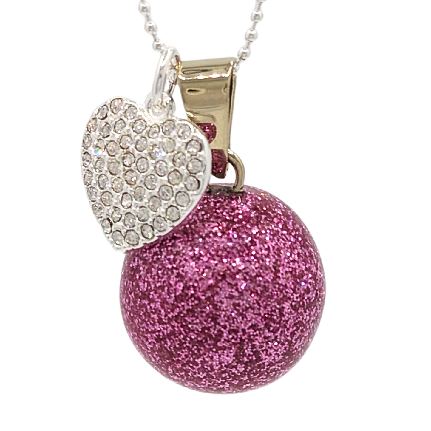 Pave Heart Pink Chime Necklace