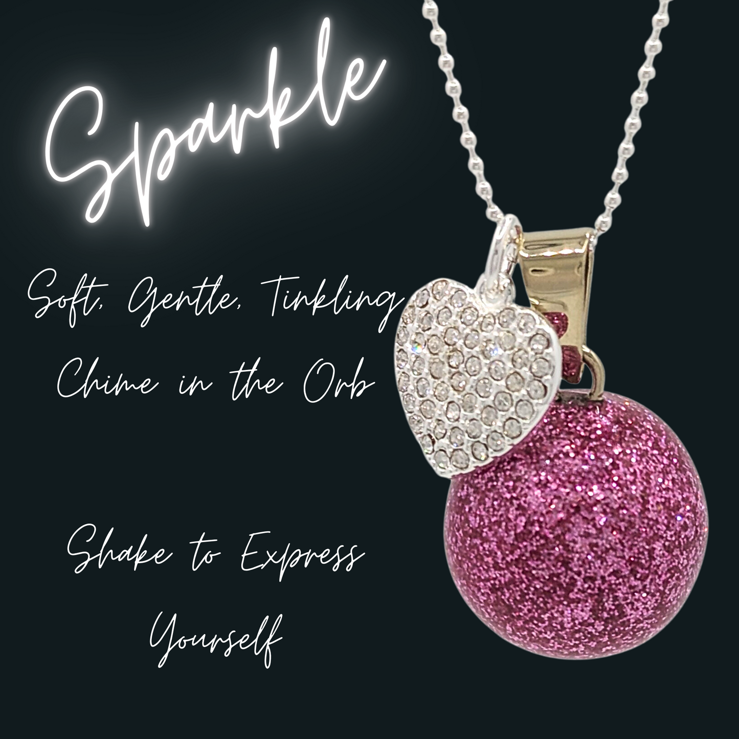Pave Heart Pink Chime Necklace