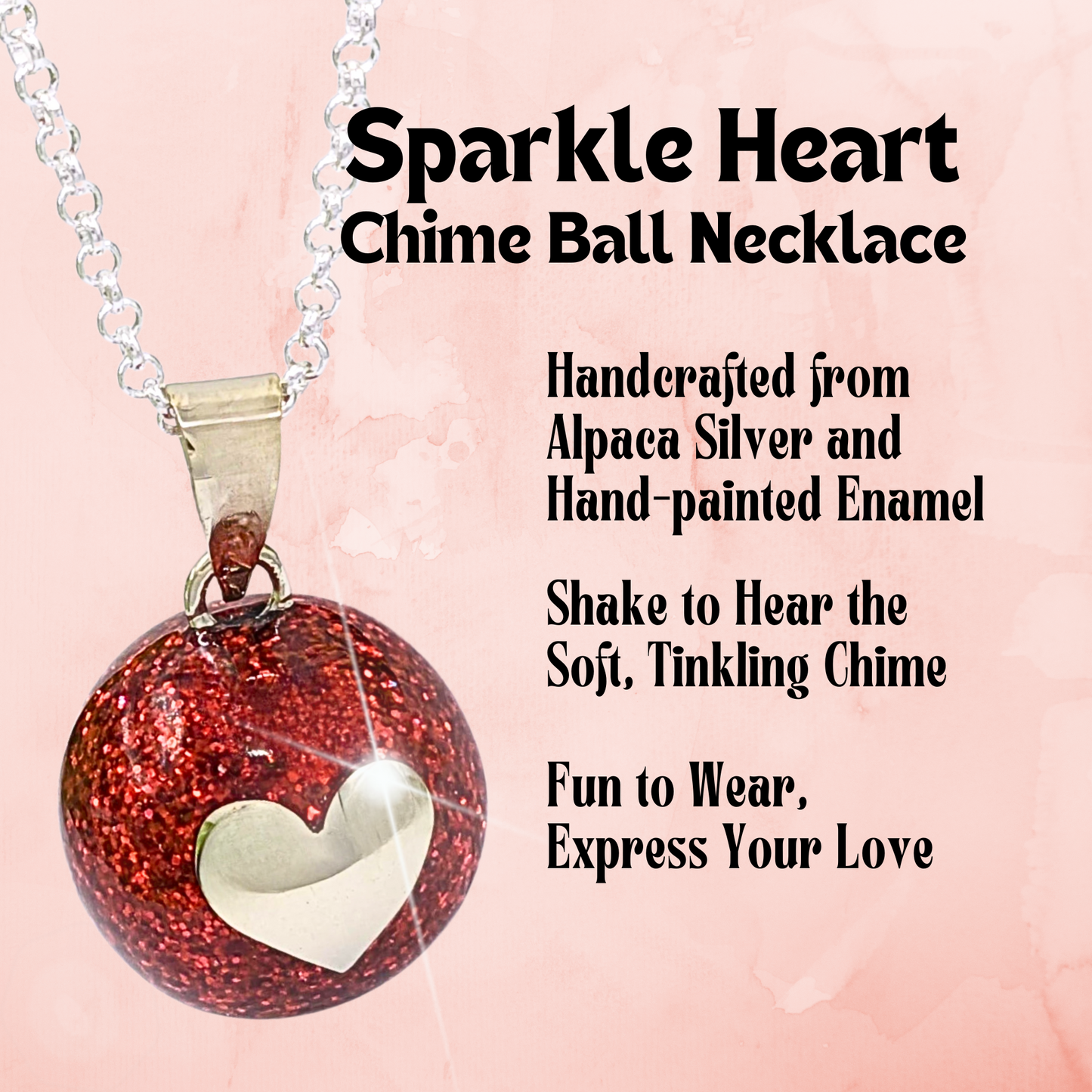 Sparkle Heart Chime Necklace