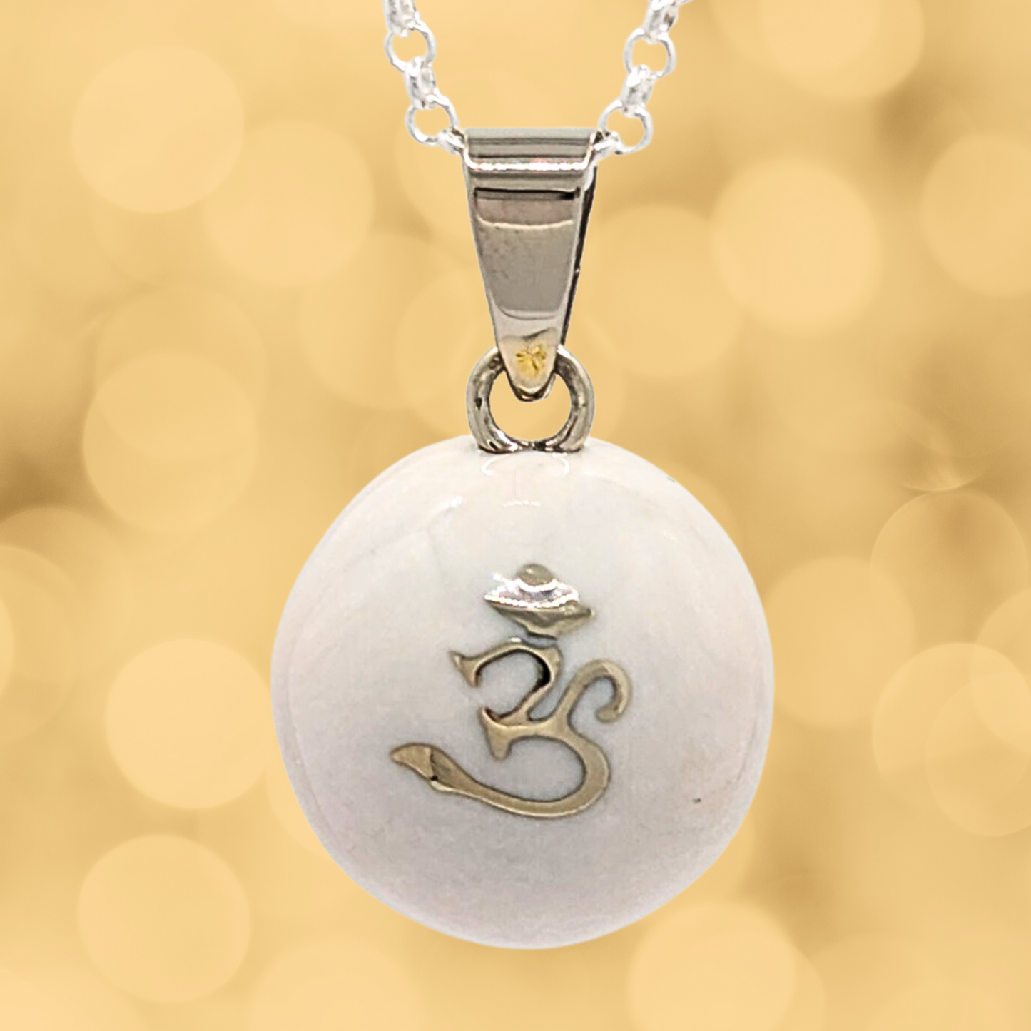 White Om Chime Necklace