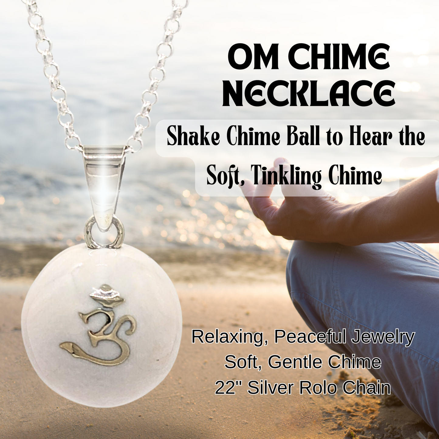 White Om Chime Necklace