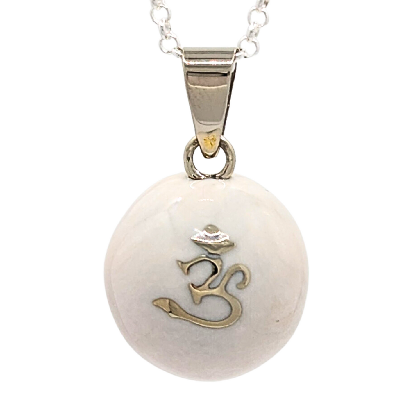 White Om Chime Necklace