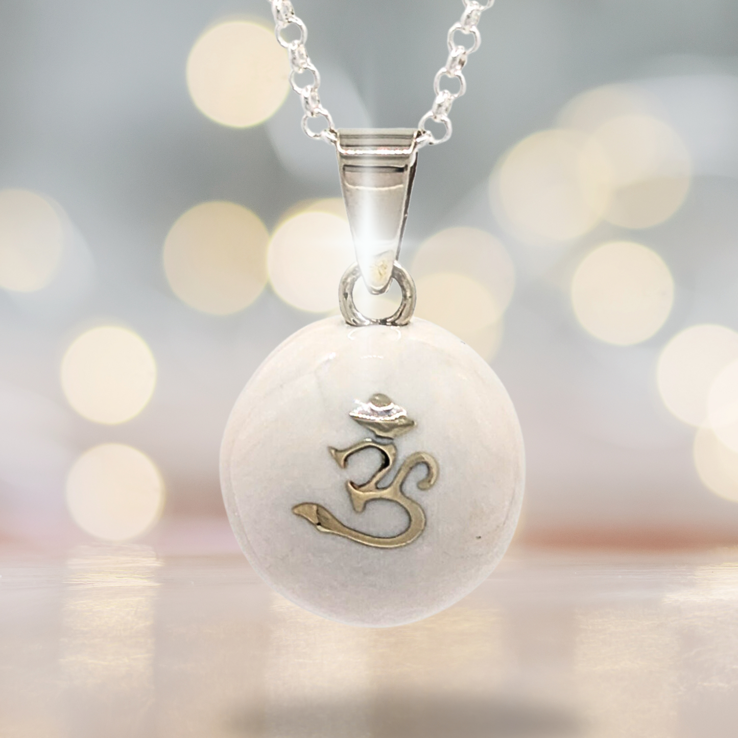 White Om Chime Necklace