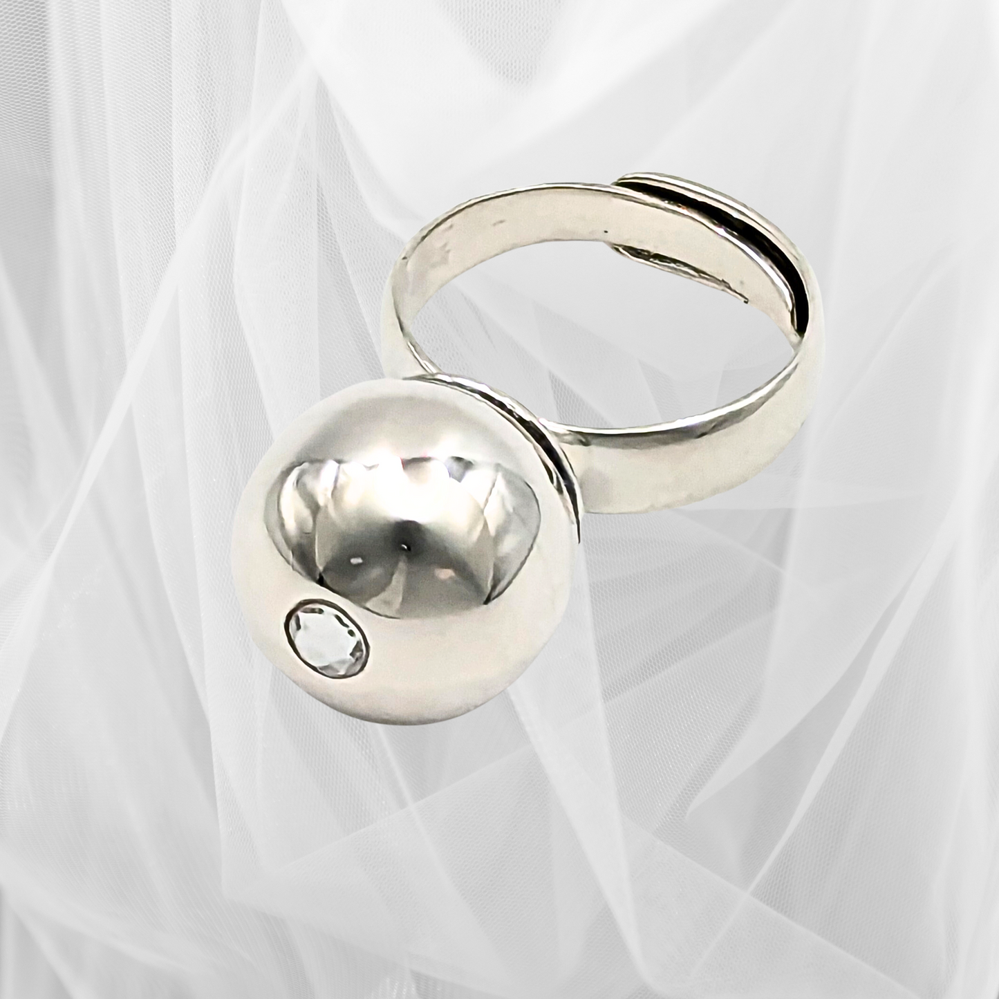 Zirconia Orb Sterling Silver Ring