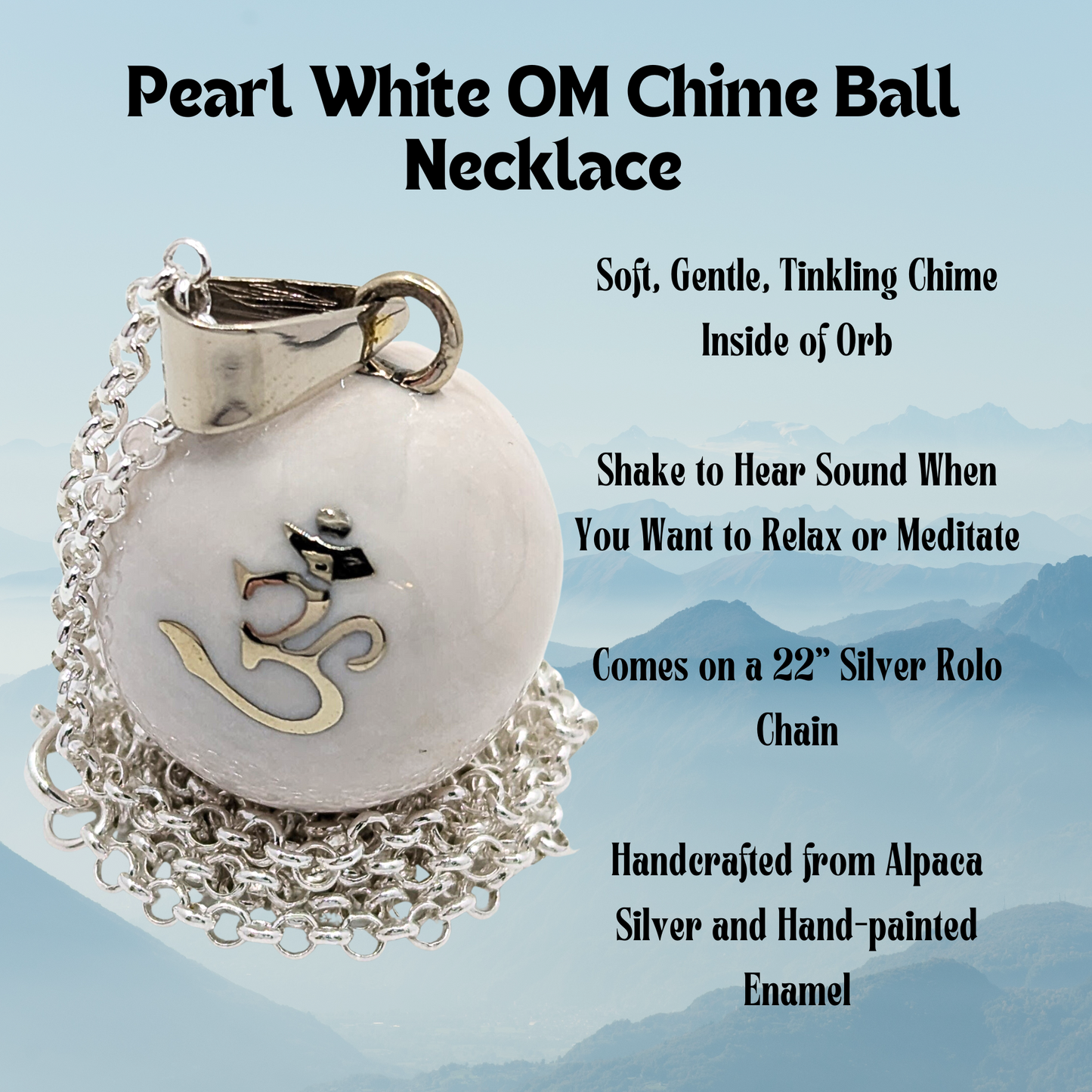 White Om Chime Necklace