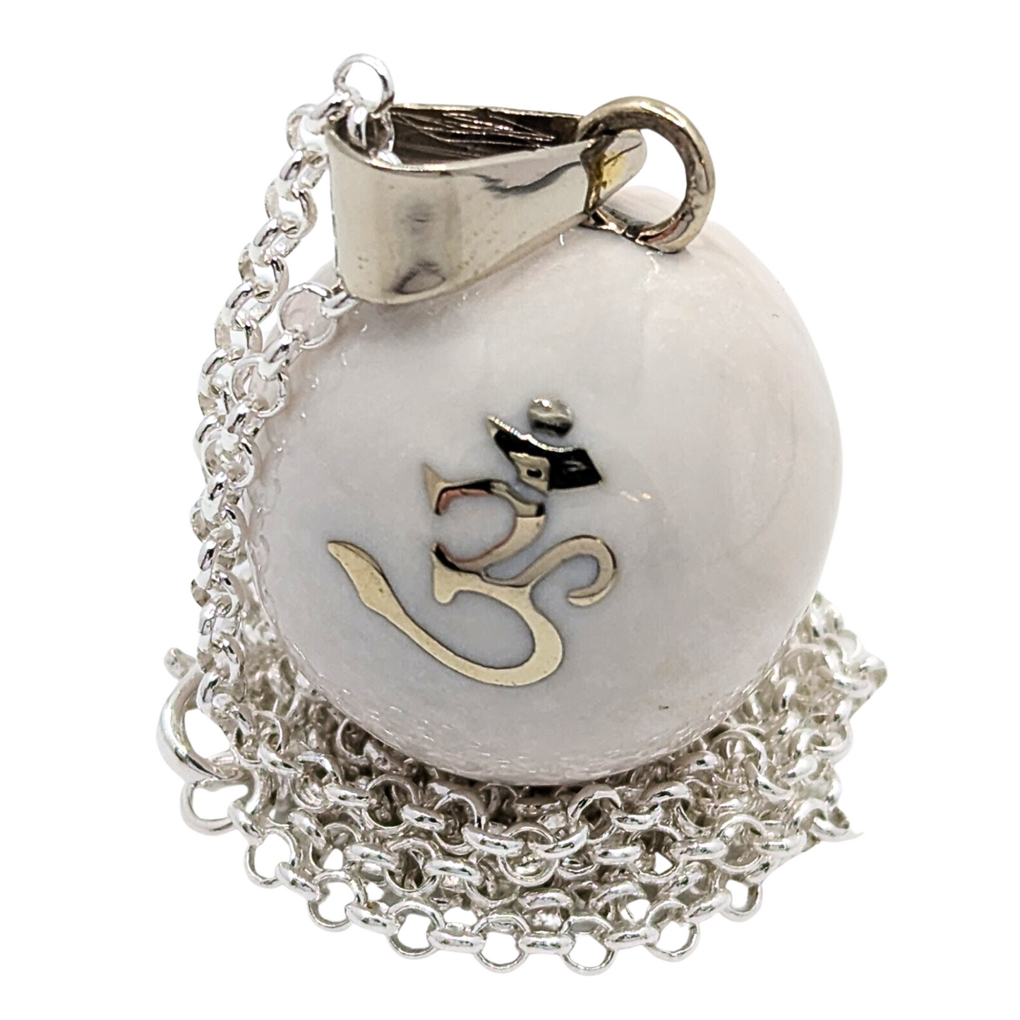 White Om Chime Necklace