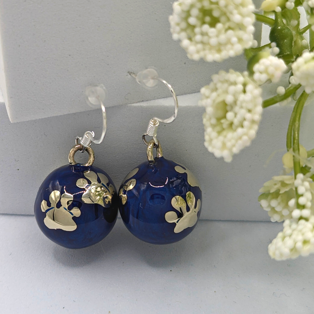 Paws Chime Earrings in Navy