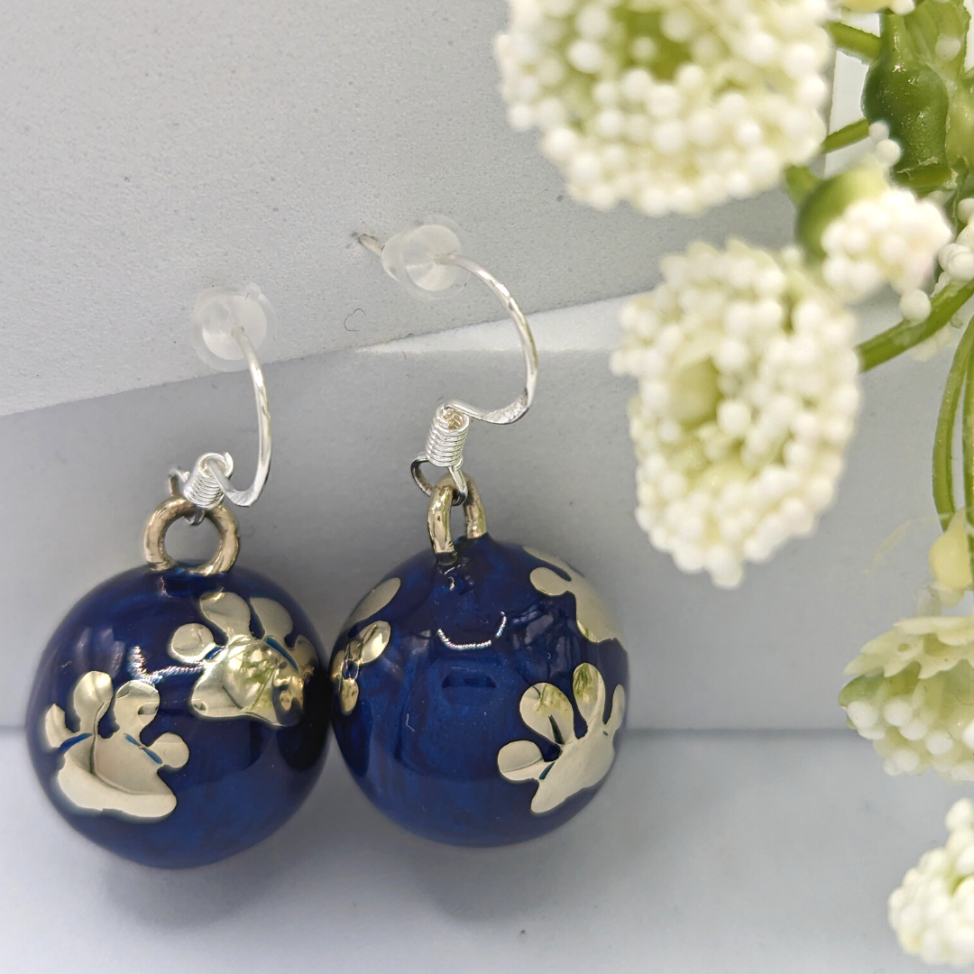 Paws Chime Earrings in Navy