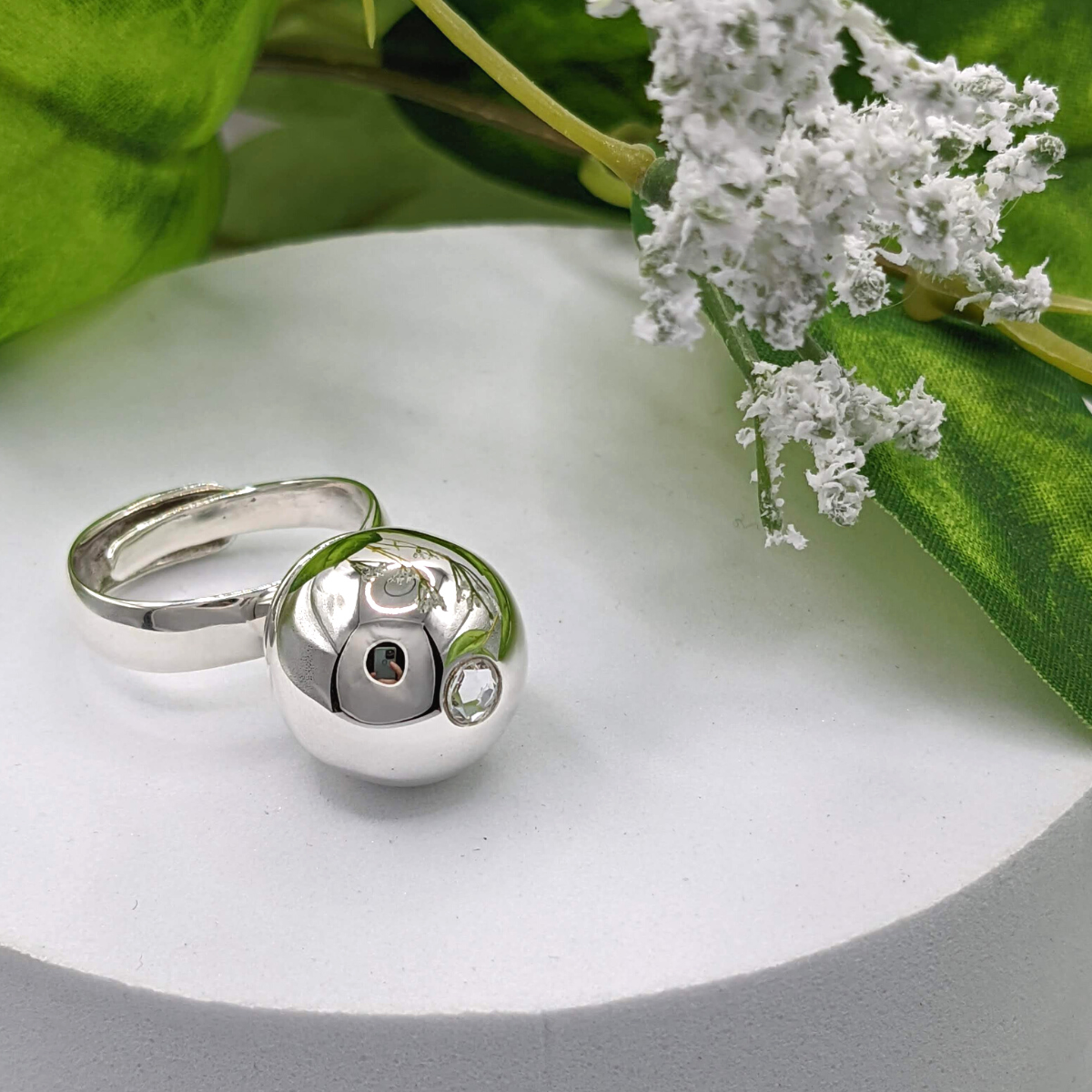 Zirconia Orb Sterling Silver Ring - Nature Reflections