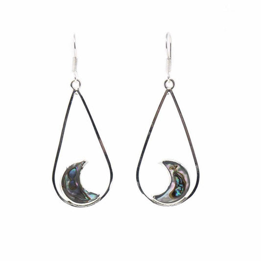 Earrings, Teardrop with Abalone Half Moons
