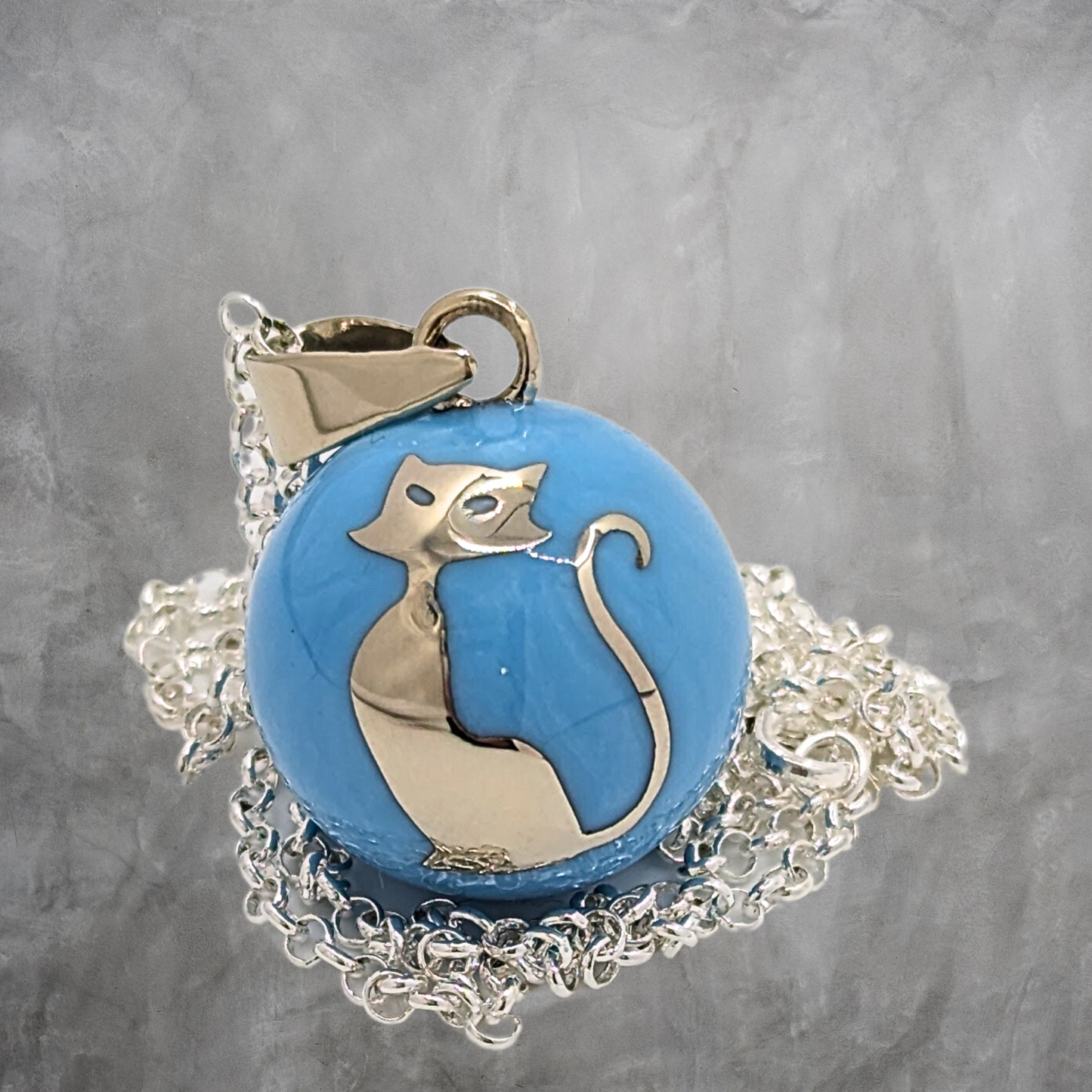 Blue Cat Chime Necklace