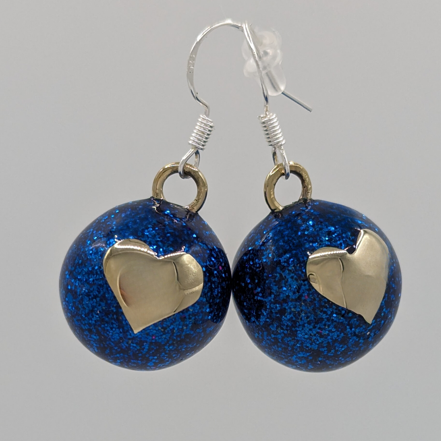Blue Glitter Heart Chime Earrings