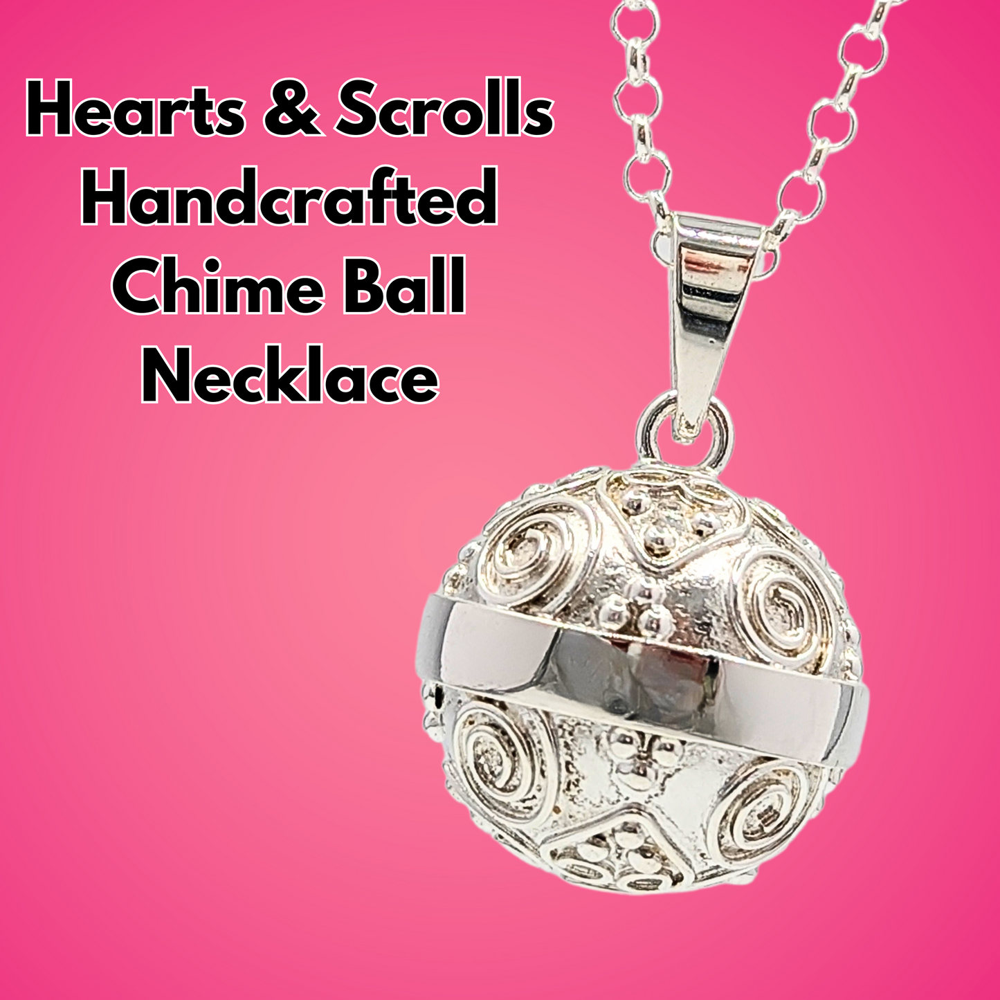 Heart with Scrolls Chime Necklace