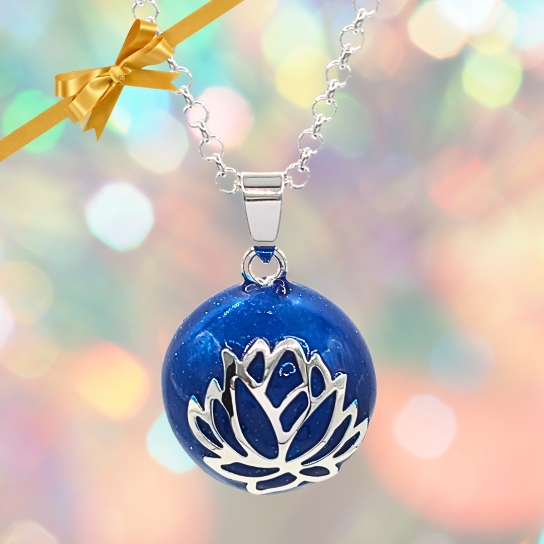 Blue Lotus Harmony Ball Chime Necklace