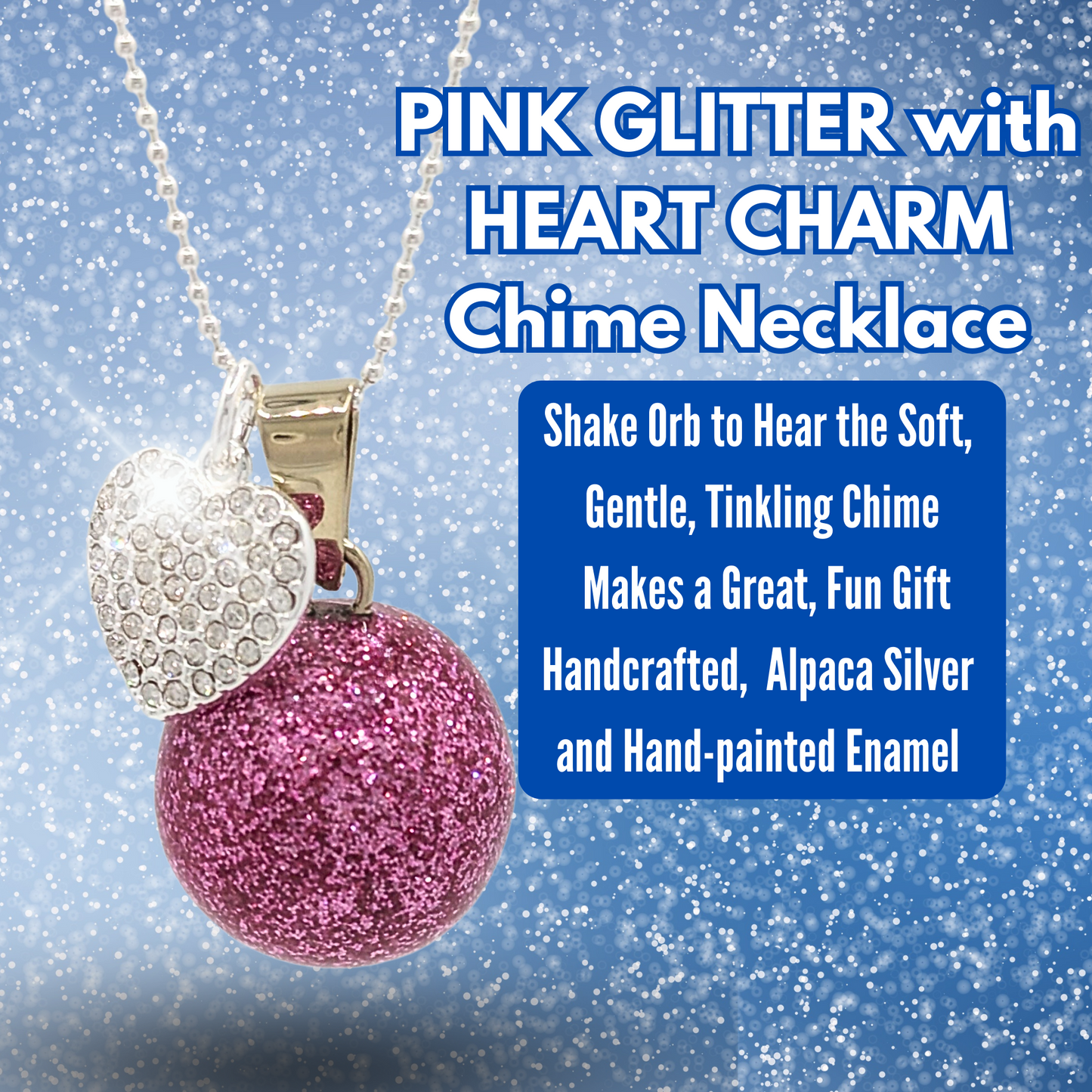 Pave Heart Pink Chime Necklace