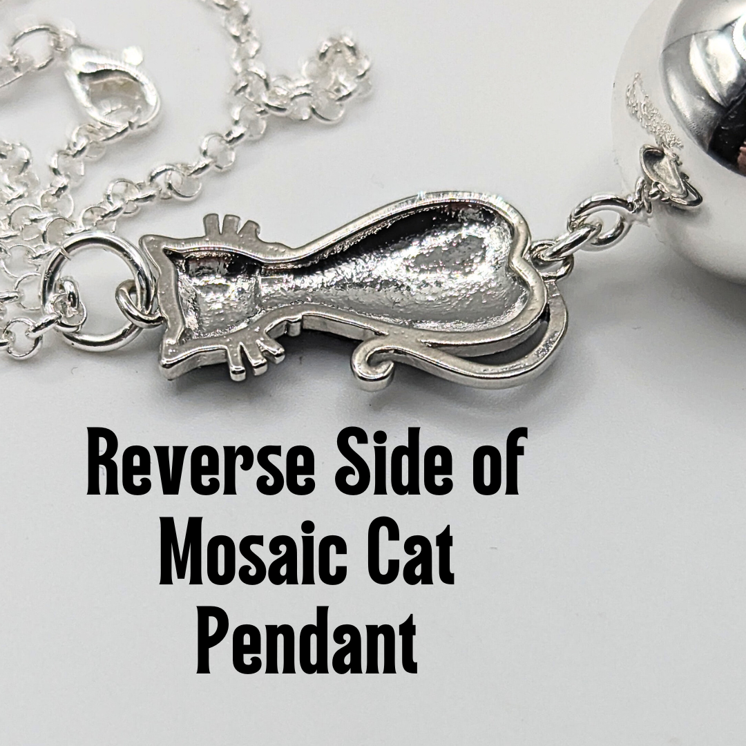 NEW- Mosaic Cat Harmony Ball Necklace