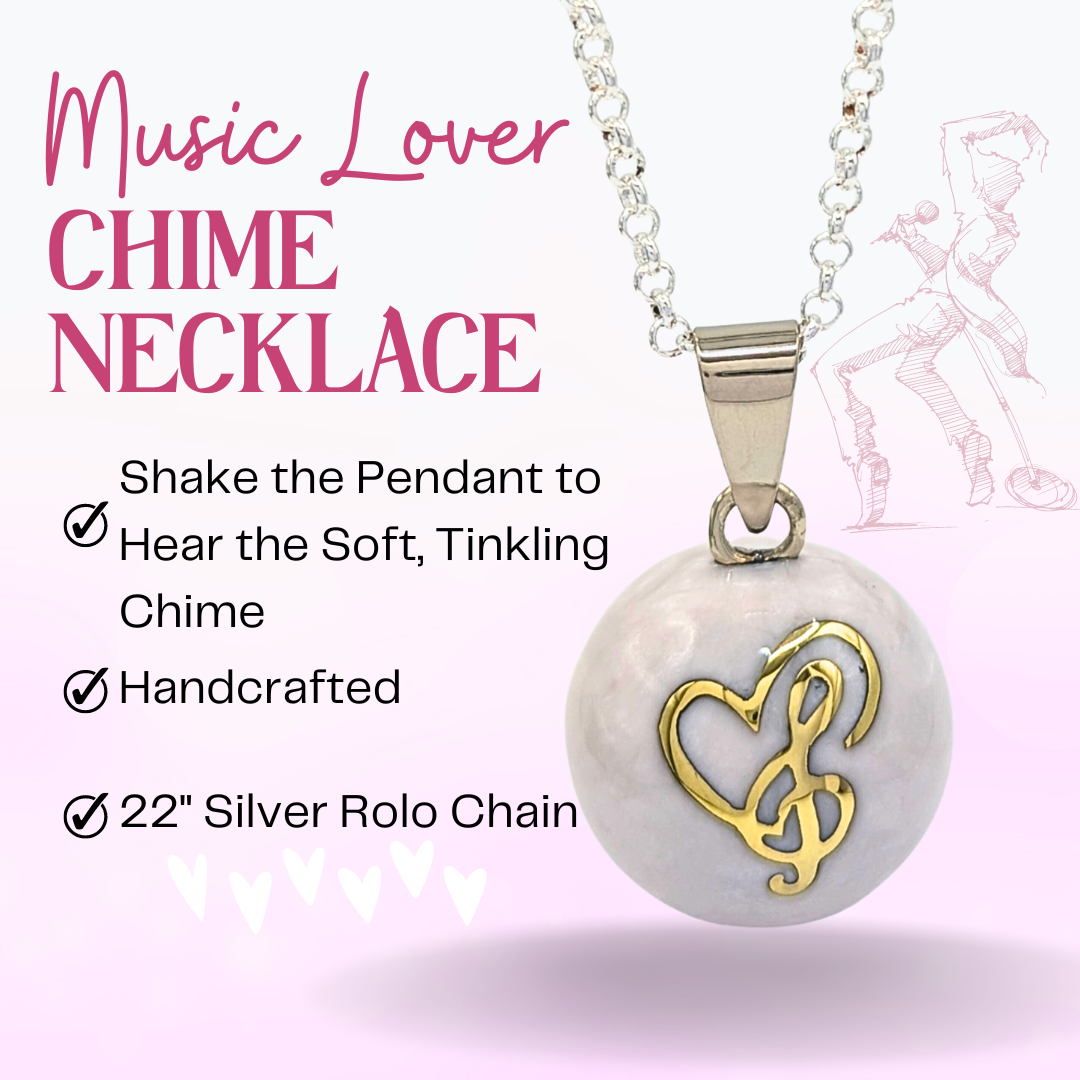 White Music Lover Chime Necklace