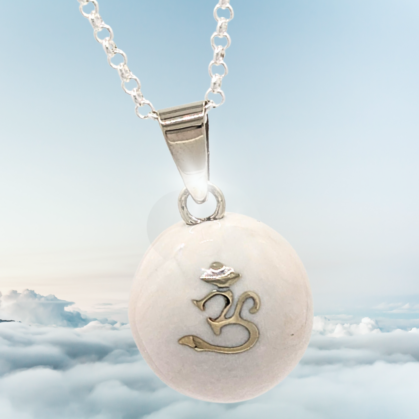White Om Chime Necklace