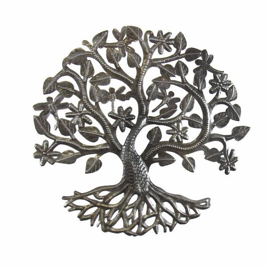 14 inch Tree of Life Dragonfly Metal Wall Art