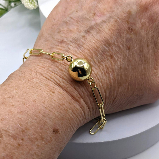 14mm Gold Harmony Ball Paperclip Bracelet - Nature Reflections