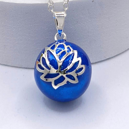 Blue Lotus Harmony Ball in Silver - Nature Reflections