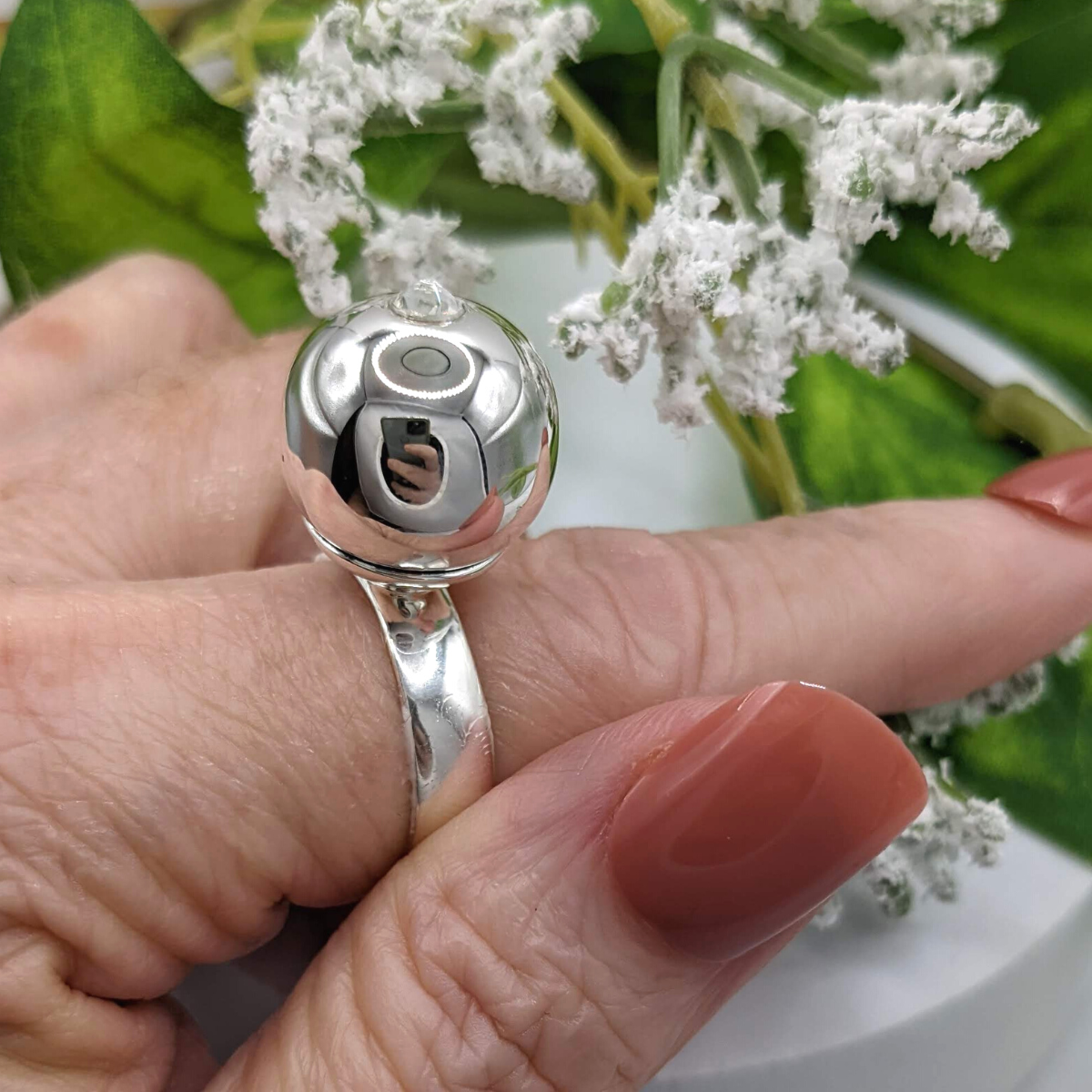 Zirconia Orb Sterling Silver Ring - Nature Reflections